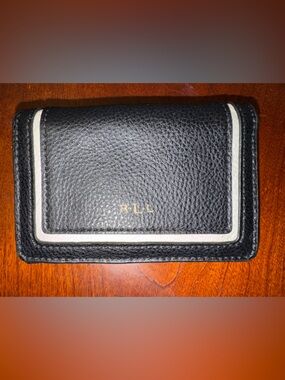 Polo by Ralph Lauren Black Leather Card Case with White Trim